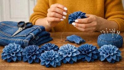  تبدیل شلوار جین قدیمی به گل های جین ! (خیلی آسان)