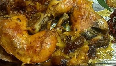  مرغ عسلی بدون قطره ای آب، با عصاره ی زعفران و آلو | بسیار لذیذ و خوش عطر !