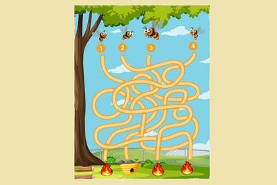  آیا به قدر کافی باهوش هستید که بتوانید مسیر درست زنبورها برای رسیدن به کندو را پیدا کنید؟