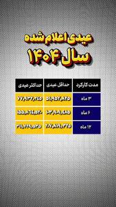  عیدی سال ۱۴۰۴ اعلام شد + جزئیات