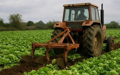  کاهوی اعلای دزفول زیر چرخ تراکتور