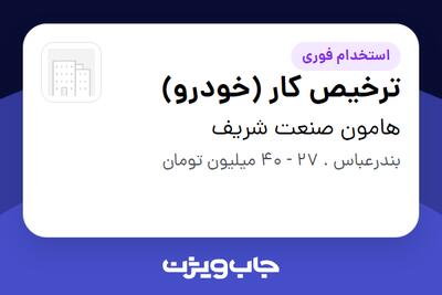  استخدام ترخیص کار (خودرو) - آقا در هامون صنعت شریف