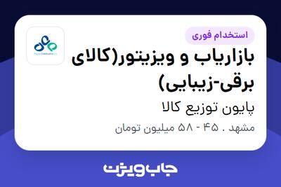  استخدام بازاریاب و ویزیتور(کالای برقی-زیبایی) در پایون توزیع کالا