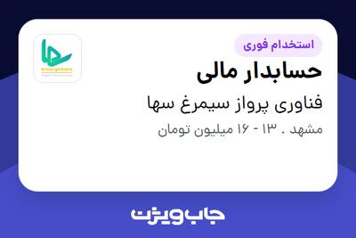  استخدام حسابدار مالی - آقا در فناوری پرواز سیمرغ سها