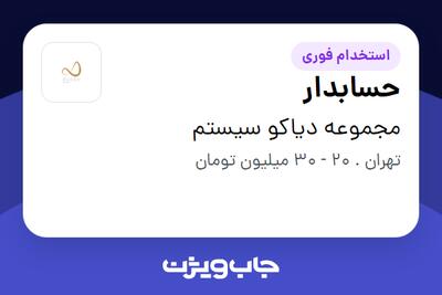  استخدام حسابدار - خانم در مجموعه دیاکو سیستم