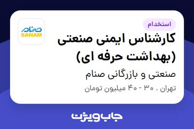  استخدام کارشناس ایمنی صنعتی (بهداشت حرفه ای) - آقا در صنعتی و بازرگانی صنام