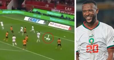 باز هم گل قیچی برگردان دیدنی؛ گلزنی ایوب الکعبی برای مراکش مقابل زامیبا