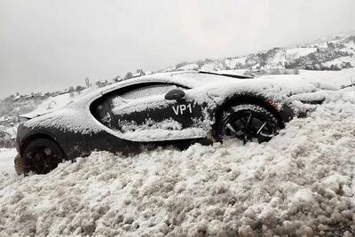 آزمایش‌های زمستانی بوگاتی توربیون و مدفون شدن در برف!