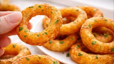  دیگه سیب زمینی نخورید / طرز تهیه حلقه های ترد سوخاری با ۳ سیب زمینی