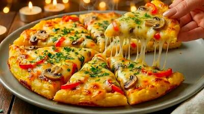  غذا با سیب زمینی و تخم مرغ / طرز تهیه غذایی خوشمزه تر از پیتزا با سیب زمینی و تخم مرغ