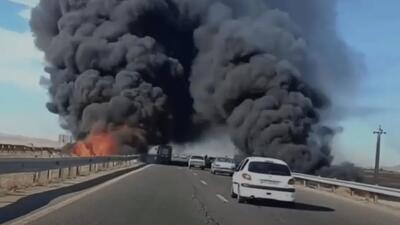 استانداری قزوین: آتش‌سوزی در آزادراه قزوین - رشت ناشی از ضایعات روغن سوخته است