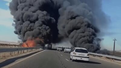 علت آتش‌سوزی در آزادراه قزوین–رشت مشخص شد