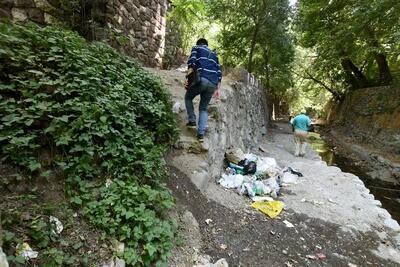 گزارش اعتماد از جمع‌آوری زباله در منطقه درکه توسط گروه پاکبانان سیمرغ؛ صد کیسه زباله در پاکسازی چندساعته درکه جمع‌آوری شد