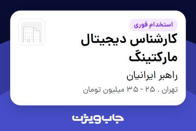  استخدام کارشناس دیجیتال مارکتینگ - خانم در راهبر ایرانیان