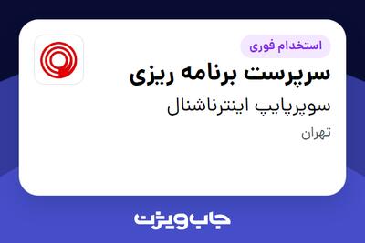  استخدام سرپرست برنامه ریزی در سوپرپایپ اینترناشنال