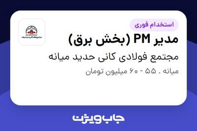  استخدام مدیر PM (بخش برق) در مجتمع فولادی کانی حدید میانه