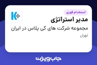  استخدام مدیر استراتژی در مجموعه شرکت های کی پلاس در ایران
