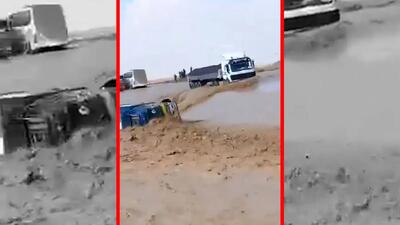  فیلم لحظه واژگونی کامیون در دشت بکوا