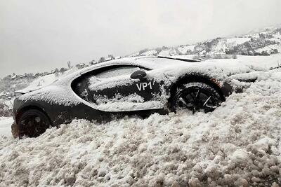 آزمایش‌های زمستانی بوگاتی توربیون و مدفون شدن در برف!