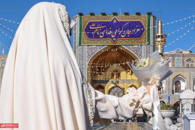  کتیبه آرایی حرم مطهر رضوی در ایام ولادت امام علی(ع)