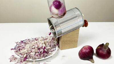  آموزش ساخت دستگاه برش پیاز با قوطی حلبی | خردکن پیاز