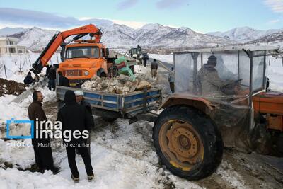همکاری نیروهای مردمی و صنعت برق در رفع خاموشی روستاهای برفی بانه و سقز