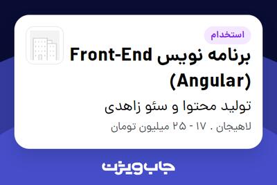 استخدام برنامه نویس Front-End (Angular) در تولید محتوا و سئو زاهدی