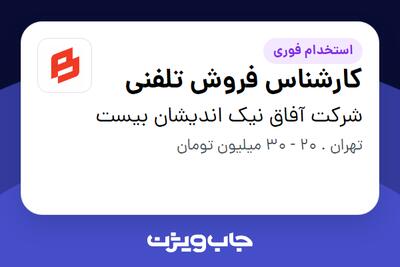  استخدام کارشناس فروش تلفنی در شرکت آفاق نیک اندیشان بیست