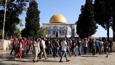  بی‌حرمتی شهرک‌نشینان صهیونیست به محوطه‌های مسجدالاقصی با حمایت پلیس رژیم   + فیلم