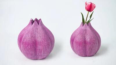  طرز ساختگلدان سیمانی به شکل پیاز | ساخت گلدان سیمانی!