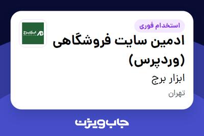  استخدام ادمین سایت فروشگاهی (وردپرس) در ابزار برج