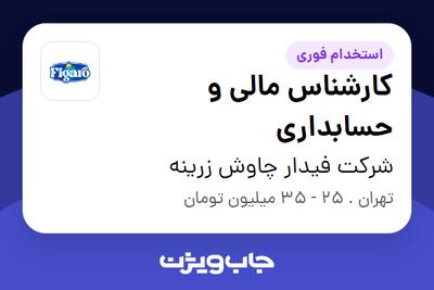  استخدام کارشناس مالی و حسابداری در شرکت فیدار چاوش زرینه