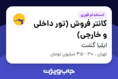  استخدام کانتر فروش (تور داخلی و خارجی) در ایلیا گشت