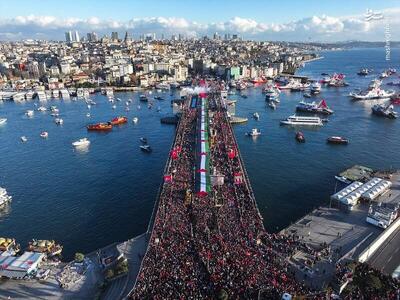  عکس/ حماسه حضور اهالی استانبول در حمایت از فلسطین