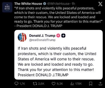  حساب رسمی کاخ سفید پیام ترامپ را بازنشر کرد + عکس