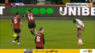 گل دوم دکلان رایس به بورنموث (بورنموث 1-3 آرسنال) - پارس فوتبال