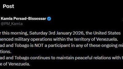 نخست وزیر ترینیداد و توباگو: صبح امروز، شنبه 3 ژانویه 2026، ایالات متحده عملیات نظامی را در خاک ونزوئلا آغاز کرد