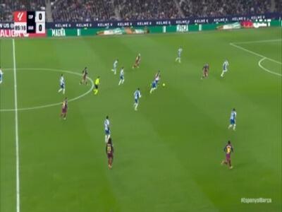 گل اول بارسلونا به اسپانیول توسط اولمو