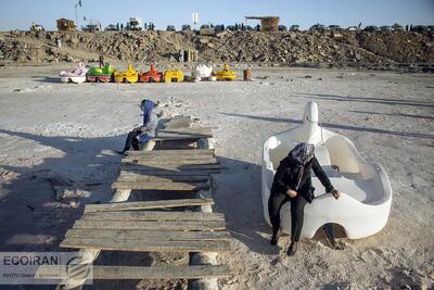 خشکی دوباره به دریاچه ارومیه بازگشته؟ + تصاویر