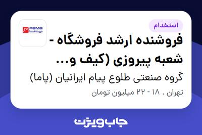  استخدام فروشنده ارشد فروشگاه - شعبه پیروزی (کیف و کفش پاما) در گروه صنعتی طلوع پیام ایرانیان (پاما)