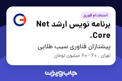  استخدام برنامه نویس ارشد Net Core. در پیشتازان فناوری سیب طلایی