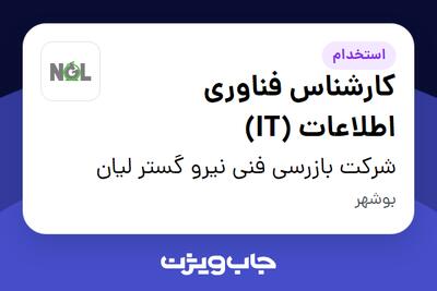  استخدام کارشناس فناوری اطلاعات (IT) در شرکت بازرسی فنی نیرو گستر لیان