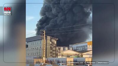 آتش‌سوزی در کارخانه شرکت کاله واقع در شهر آمل+ فیلم