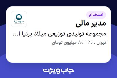  استخدام مدیر مالی در مجموعه تولیدی توزیعی میلاد پرنیا ایرانیان