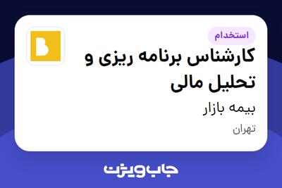  استخدام کارشناس برنامه ریزی و تحلیل مالی در بیمه بازار