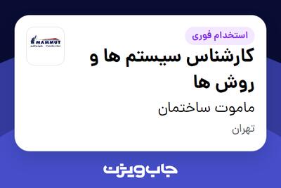  استخدام کارشناس سیستم ها و روش ها در ماموت ساختمان
