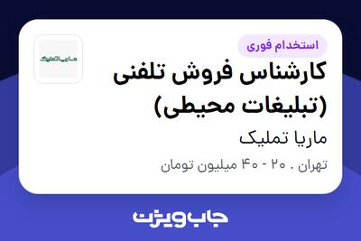  استخدام کارشناس فروش تلفنی (تبلیغات محیطی) - خانم در ماریا تملیک