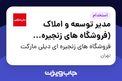  استخدام مدیر توسعه و املاک (فروشگاه های زنجیره ای) - آقا در فروشگاه های زنجیره ای دیلی مارکت