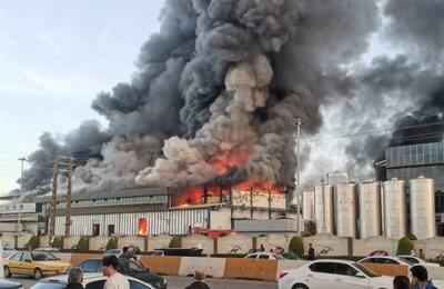فیلم/ آتش سوزی کارخانه کاله واقع در شهر آمل