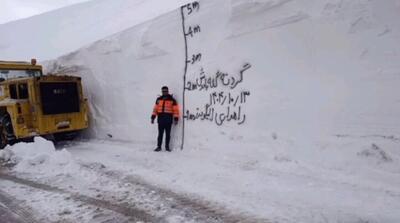 گردنه‌ای در محاصره؛ ارتفاع برف به ۵ متر رسید!